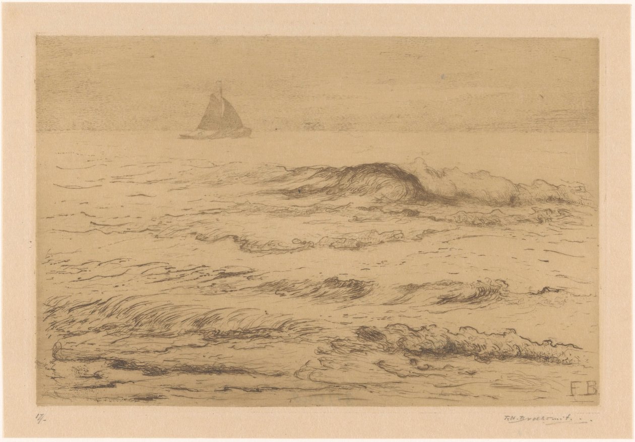 Denizde yelkenli gemi by Frederika Henriëtte Broeksmit (signed by artist)
