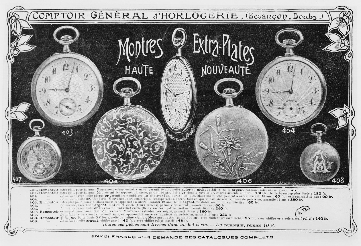 Fob saatler için reklam, Comptoir General dhorlogerie, c.1900 by French Photographer