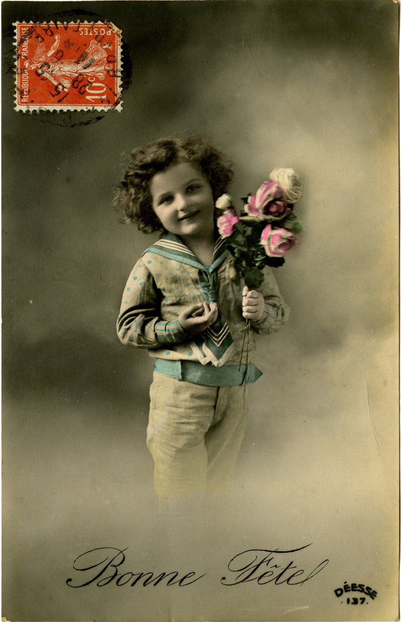 Bonne Fete kartı, 1907 (renkli fotoğraf) by French Photographer