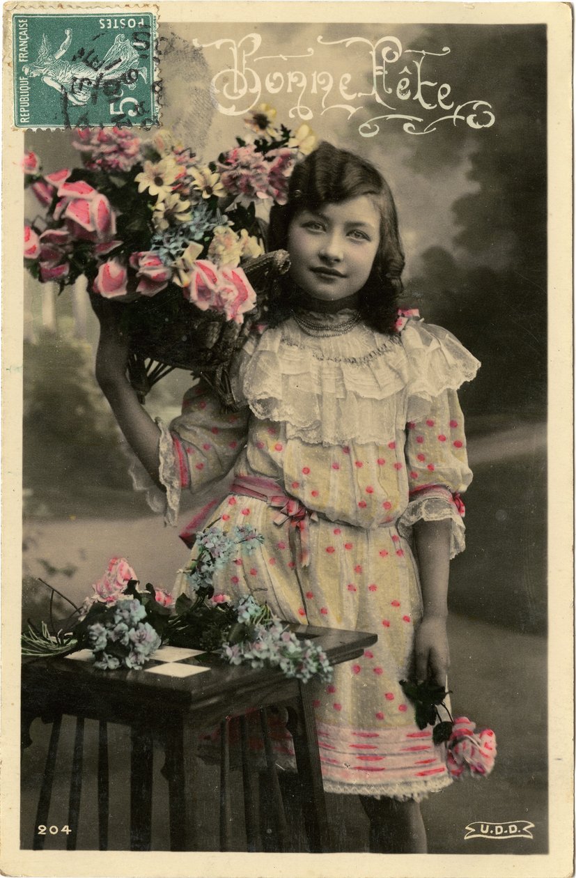 Bonne fete kartpostal, 1908 (renkli fotoğraf) by French Photographer