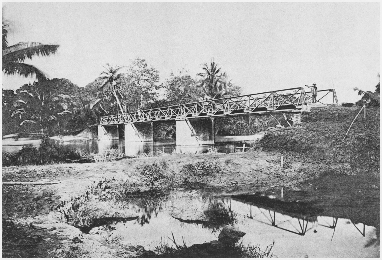 Rach Lang Nehri üzerindeki köprü, Saygon bölgesi, 1885 by French Photographer