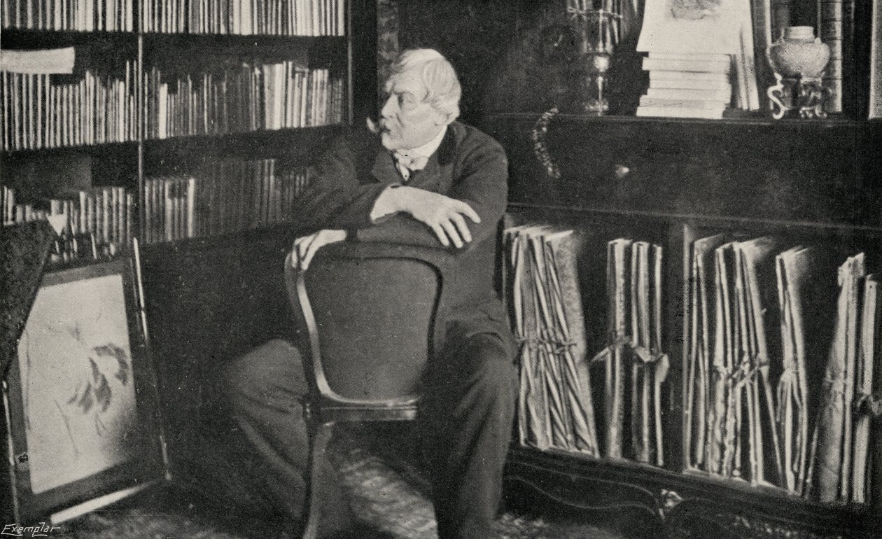 Edmond de Goncourt (1822-96) in his study  by French Photographer