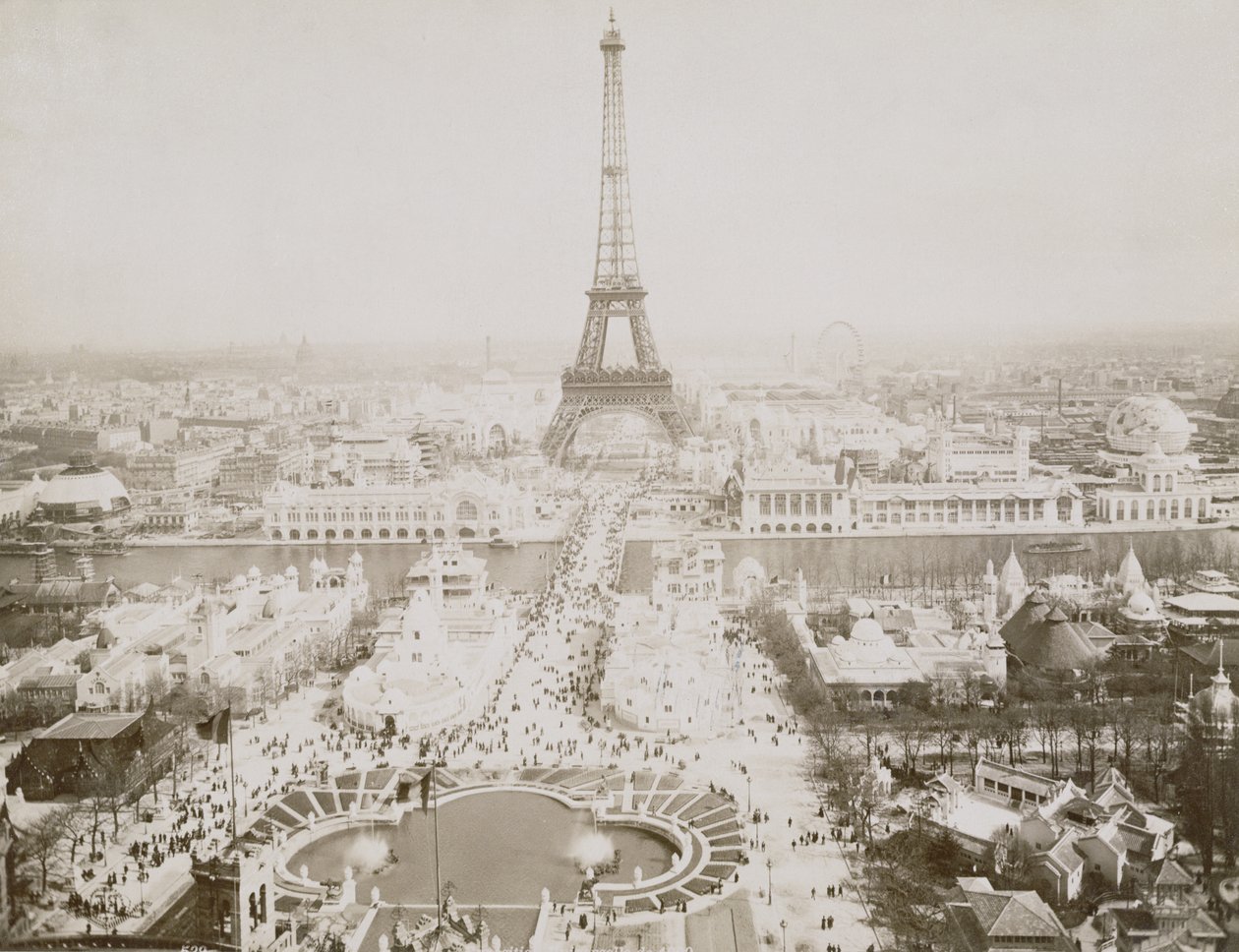 Jardins du Trocadero ve Champ-de-Mars Panoraması, Paris, c.1900 by French Photographer