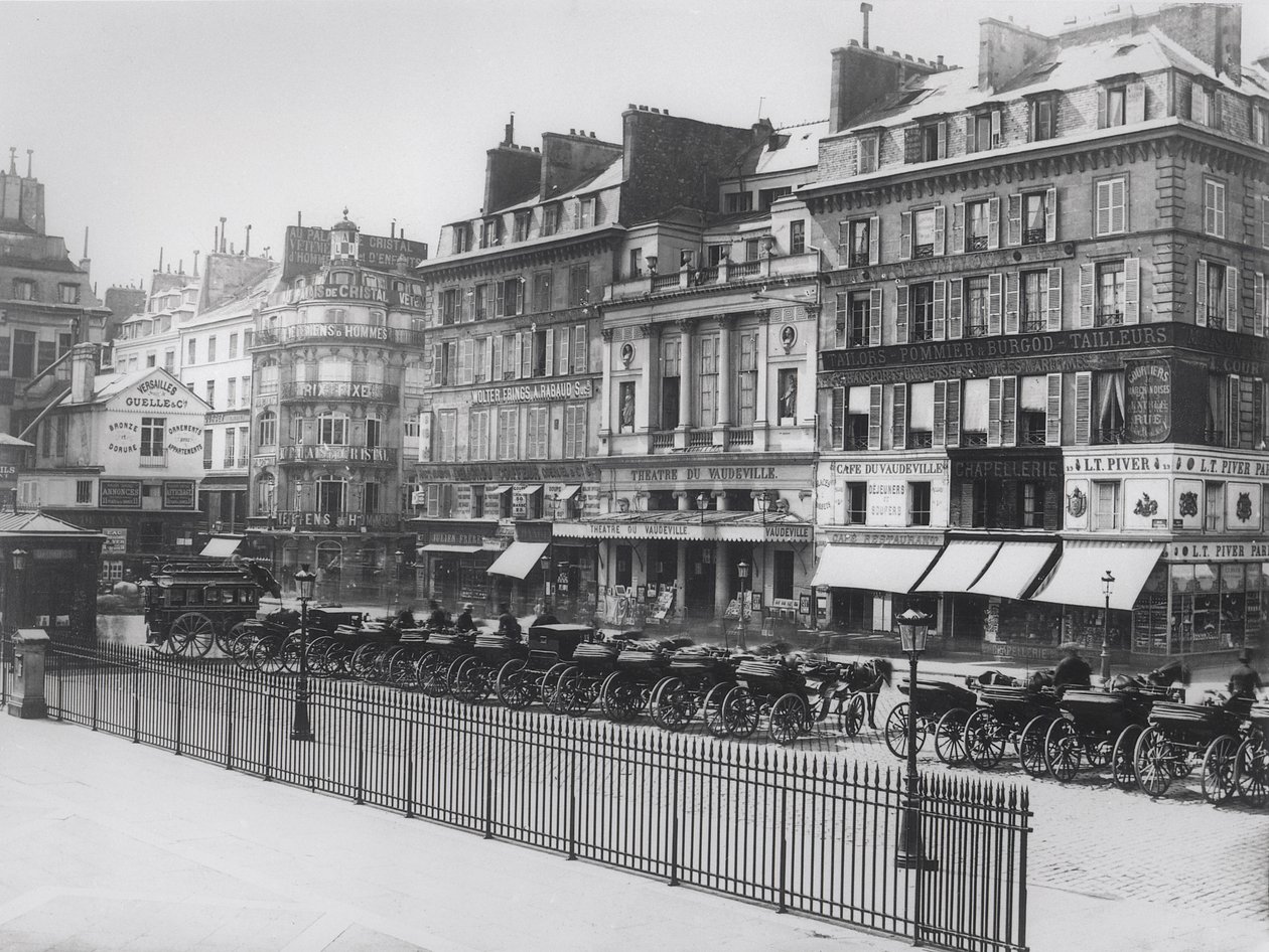 Place de la Bourse, Paris, 1860-70 dolayları by French Photographer