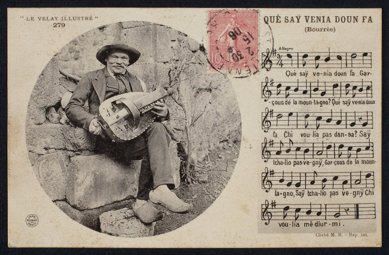 Hurdy gurdy oyuncusunu ve bir bourree