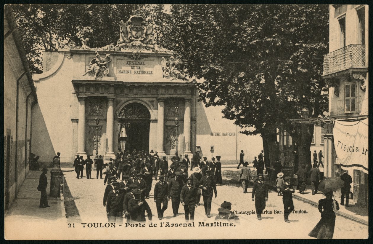 Donanma Arsenal kapısını gösteren kartpostal, Toulon, 1900 c. (fotolito) by French Photographer