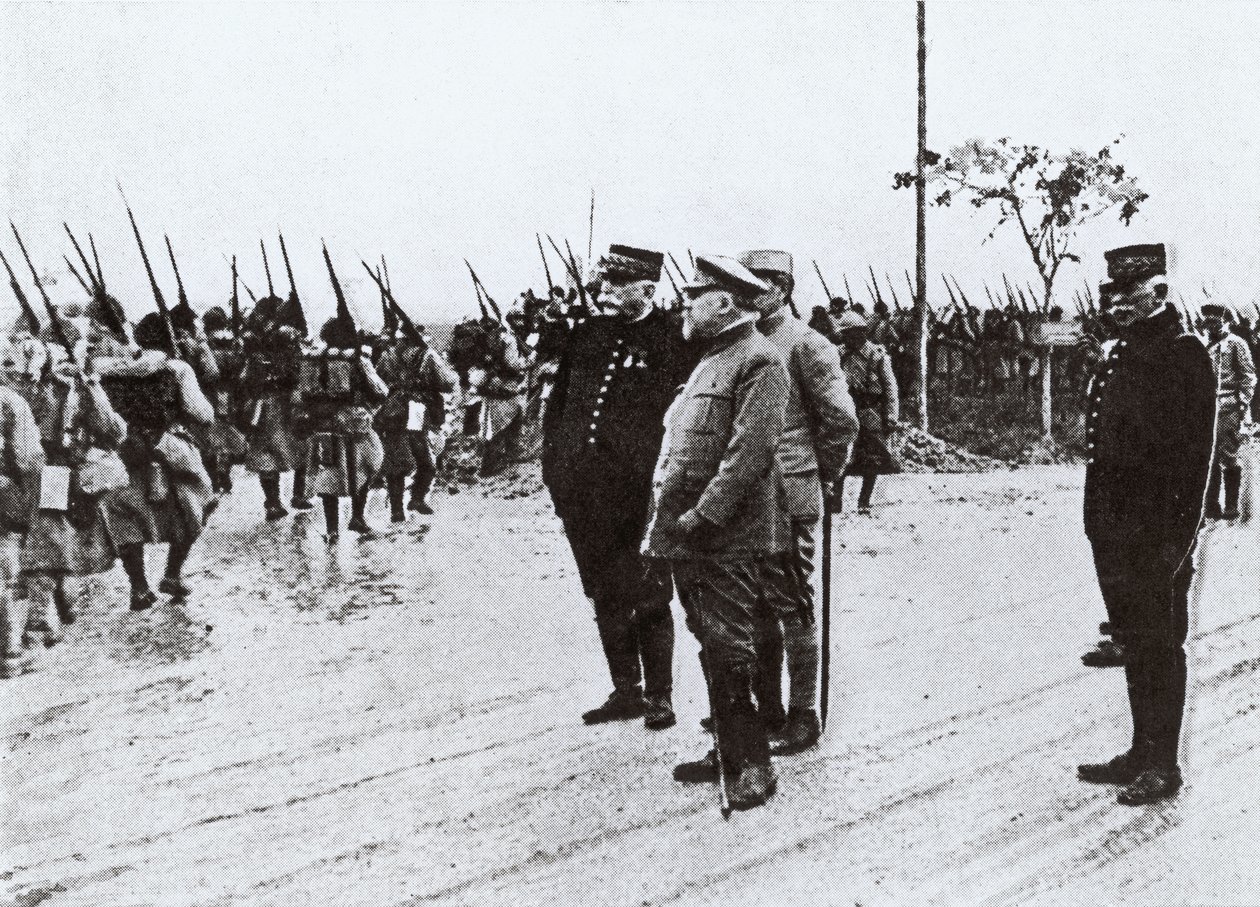 Raymond Poincare (1860-1934) ve General Joffre (1852-1931) cephede by French Photographer