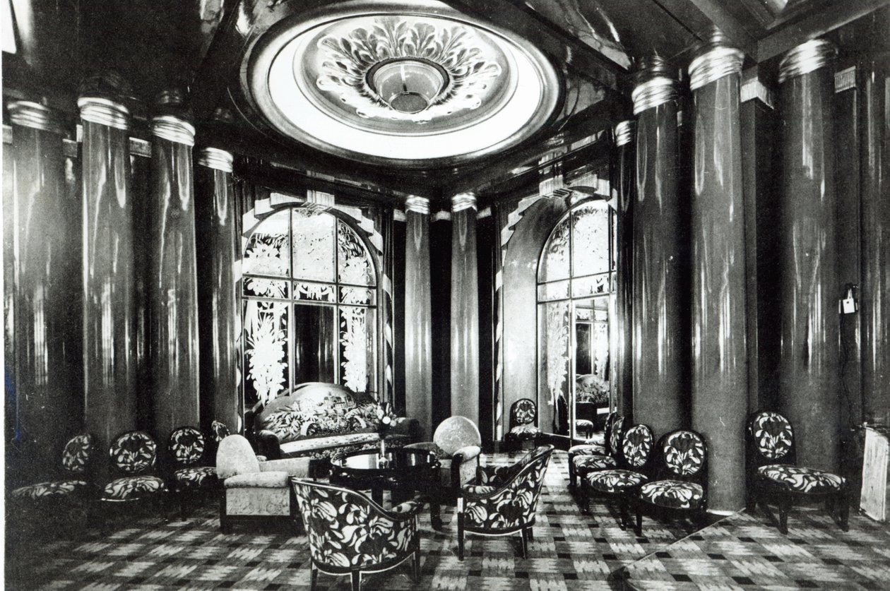 Ocean Liner Ile de France üzerine Salon de Conversation, 1926 by French Photographer