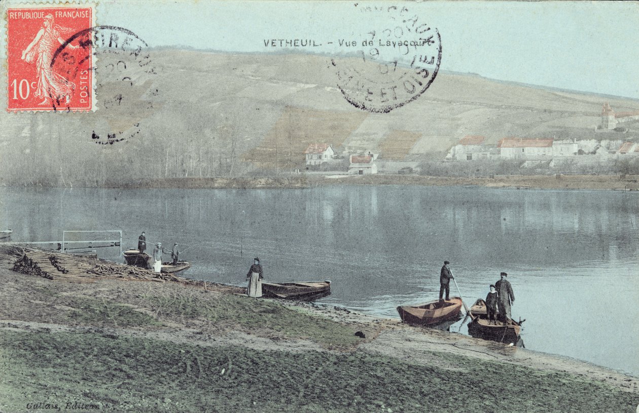 Seine kıyısında Vetheuil manzarası by French Photographer