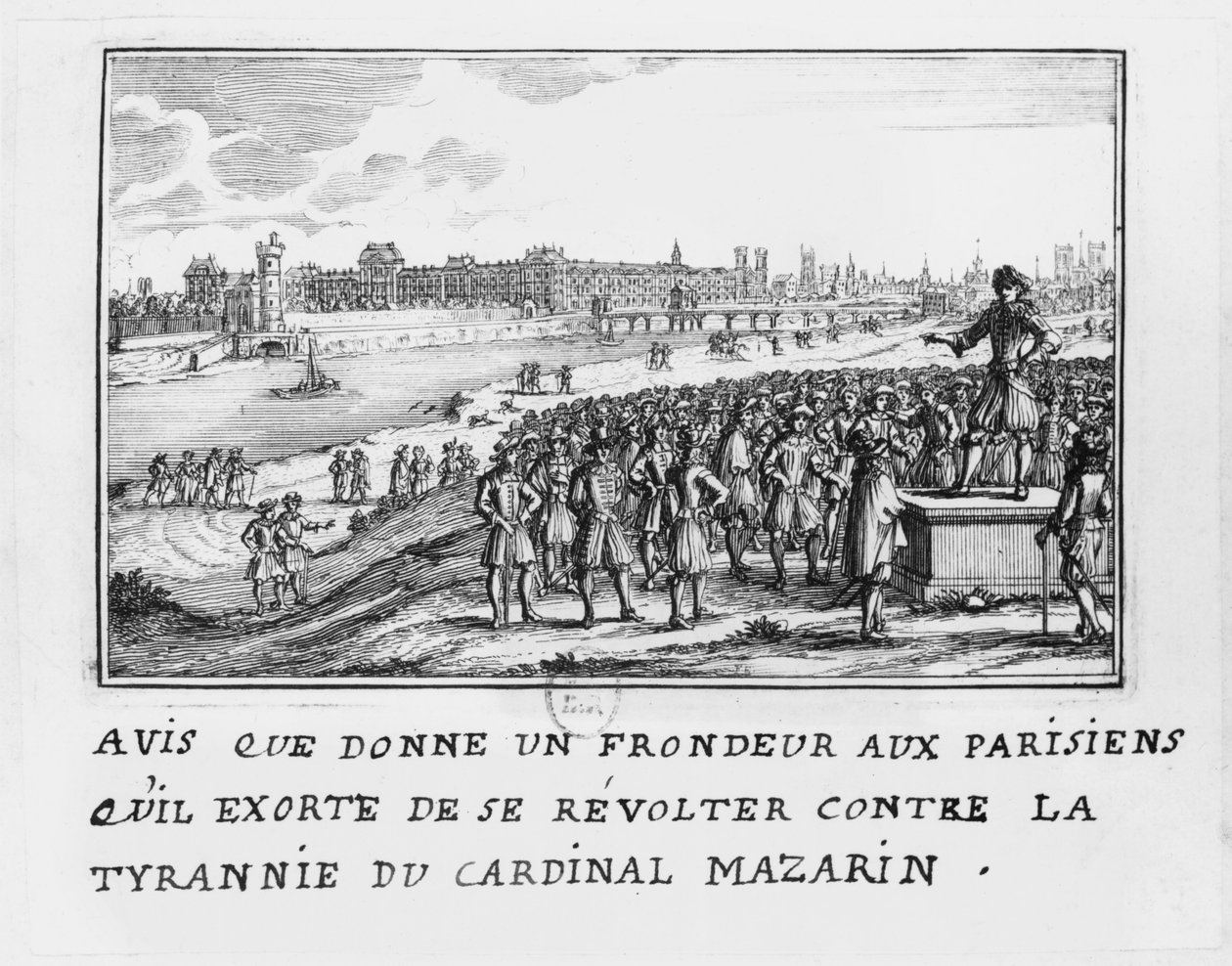 A man of the Fronde exhorting the Parisians to rise up against Cardinal Mazarin
