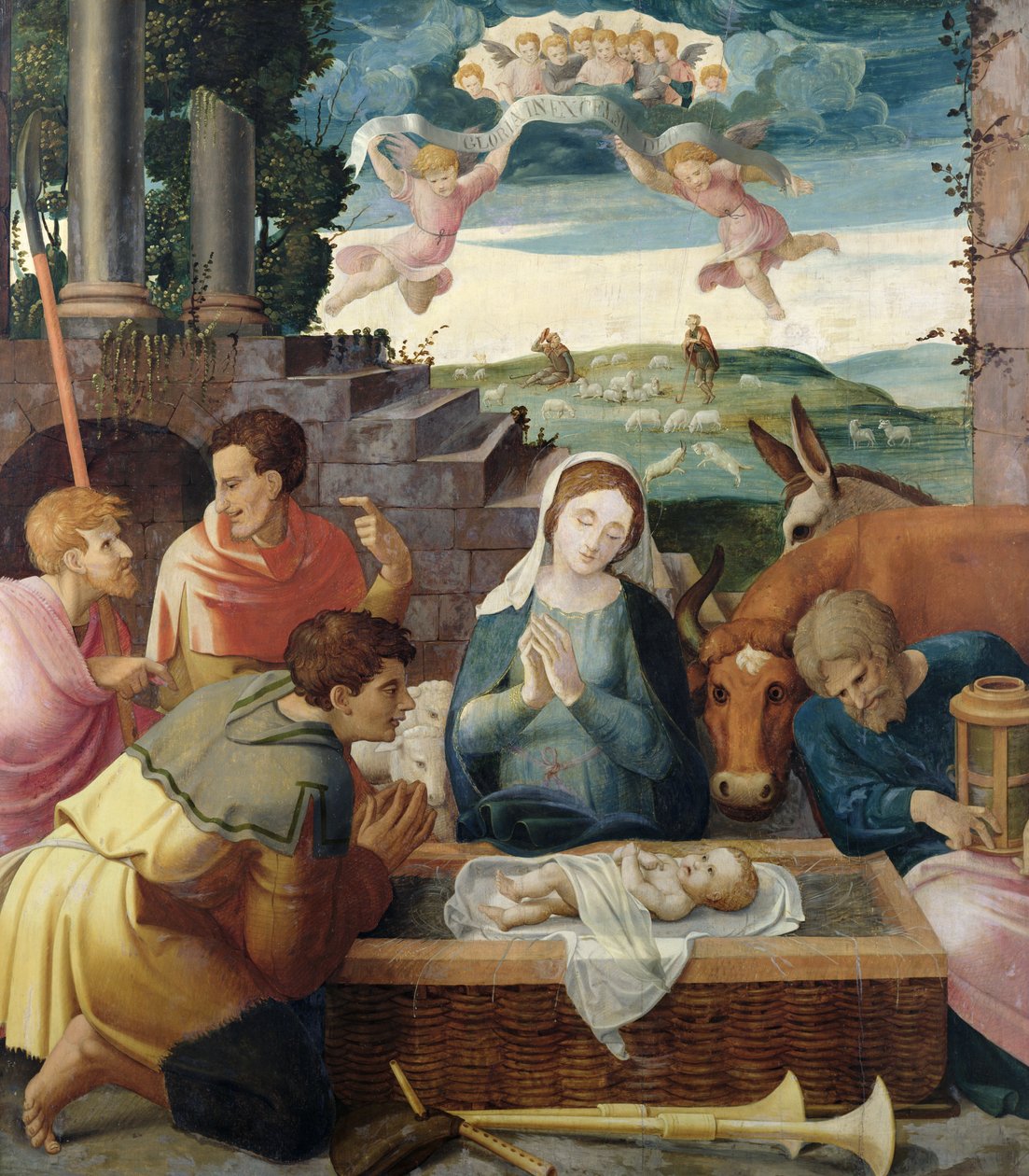 Çobanların Hayranlığı, Şampanya Okulu, c.1520-30 by French School