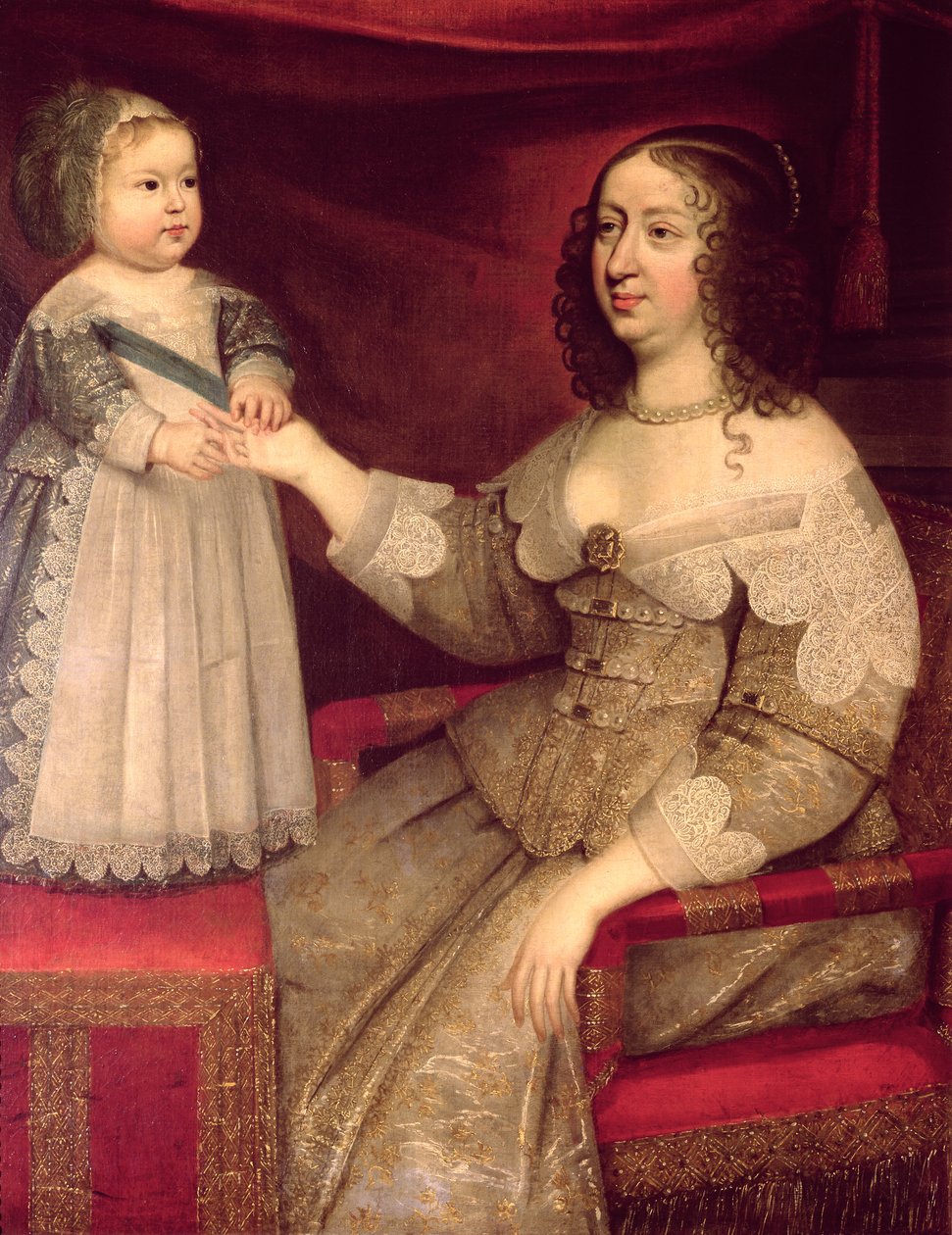 Anne of Austria (1601-66) with her son Louis XIV (1638-1715)  by French School