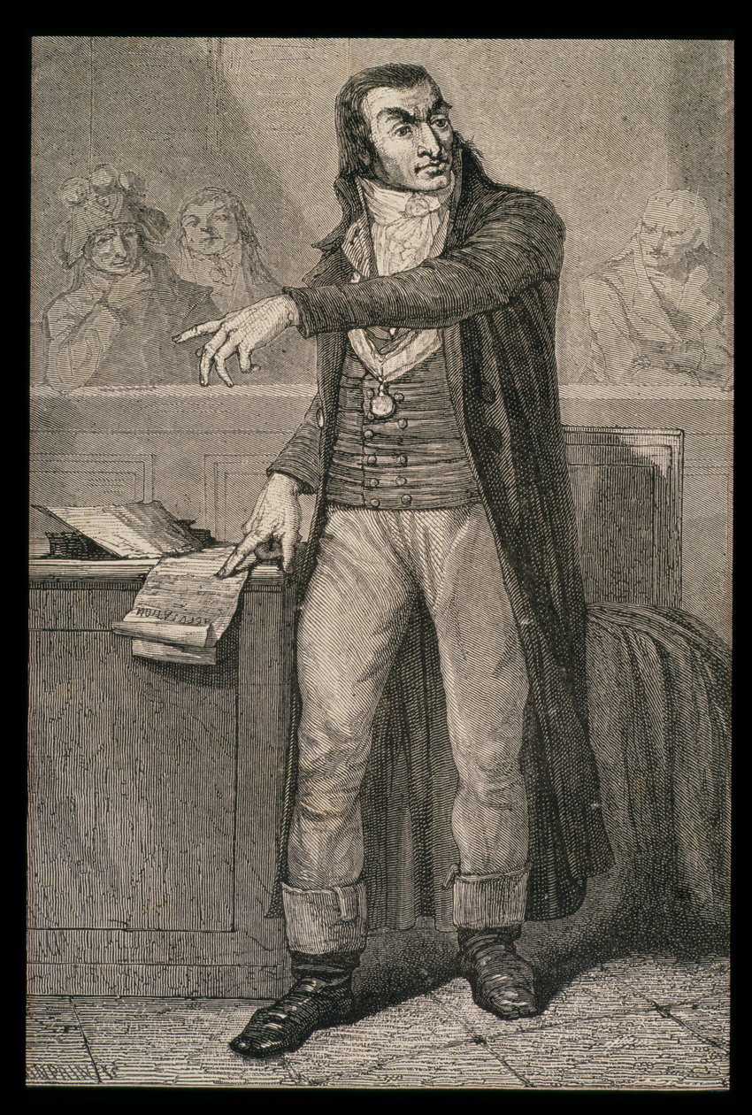 Antoine Quentin Fouquier-Tainville (1747-95), Blanpain tarafından kazınmış Devrimci Mahkeme Savcısı olarak by French School