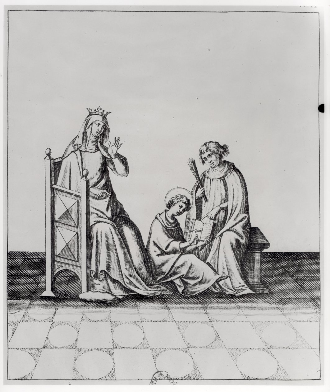 Blanche de Castille (1188-1252) Fransa Kraliçesi ve Oğlu Louis, Çalışmalarında by French School