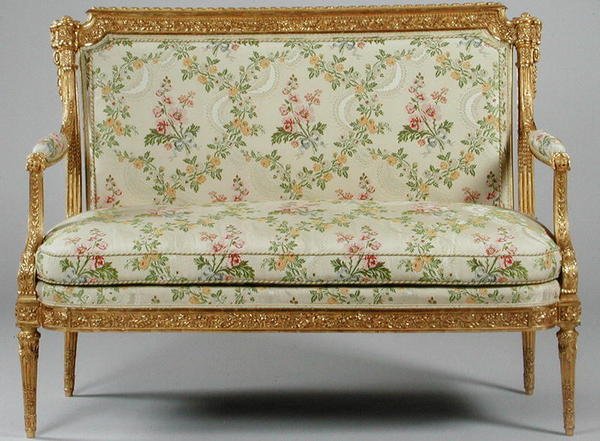 Delaisement tarafından damgalanmış bir Süit of Louis XVI mobilyasından kanepe, c.1780 (oyma yaldızlı ahşap ve döşeme) (bkz. 222394) by French School