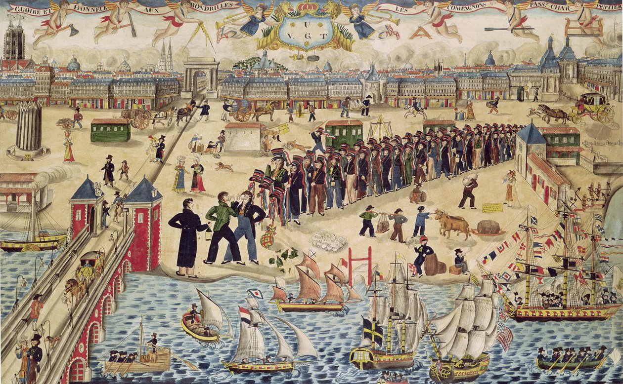 Marangoz Çırakları Turlarının Sonunda, 1826 (kağıt üzerine guaj ve wc) by French School