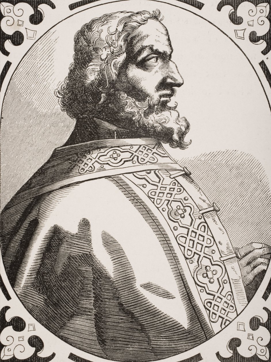 Charlemagne (747-814) Franks ve Lombards Kralı, 16. yüzyıldan kalma bir gravürden sonra, Paul Lacroix (1806-84) tarafından 1847