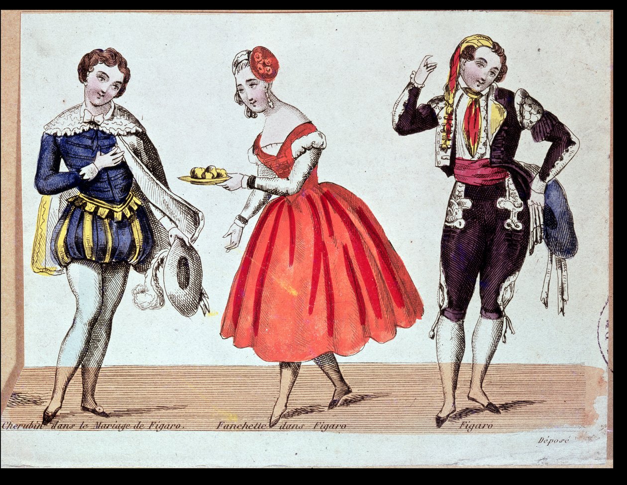 Cherubino, Fanchette ve Figaro, Pierre Augustin Caron de Beaumarchais (1732-99) 1784