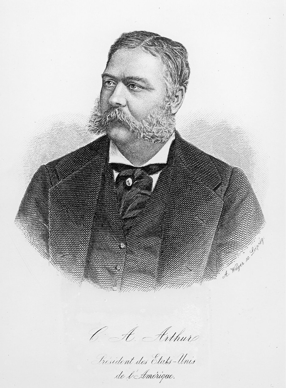 Chester Alan Arthur (1829-86), A. Weger tarafından oyulmuş by French School