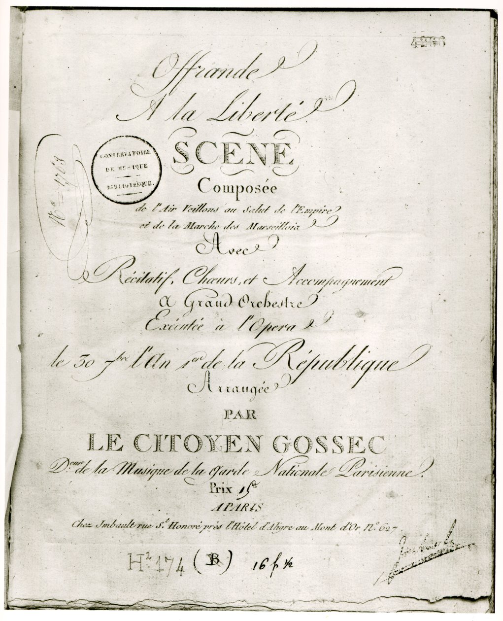 Francois Joseph Gossec (1734-1829) tarafından düzenlenen ve Opera