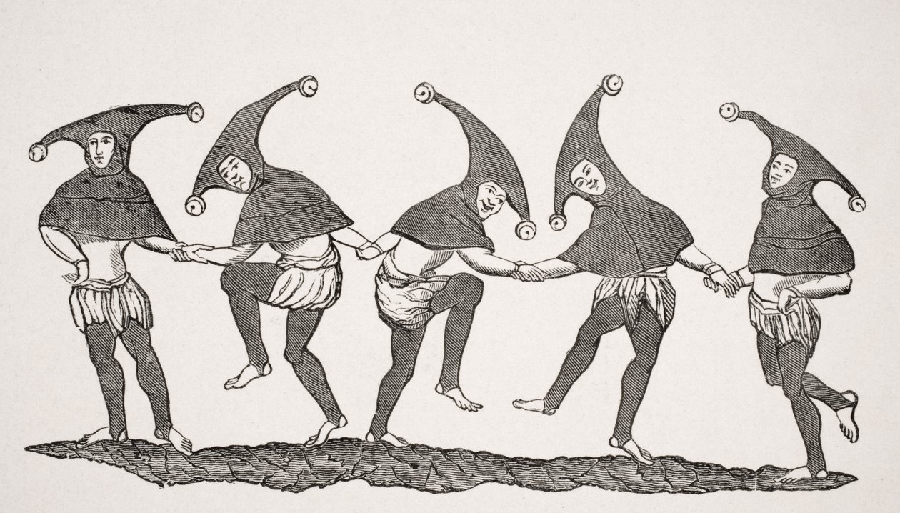 Aptalların dansı, 13. yüzyıldan kalma bir el yazmasında bir minyatürün reprodüksiyonu, 1847