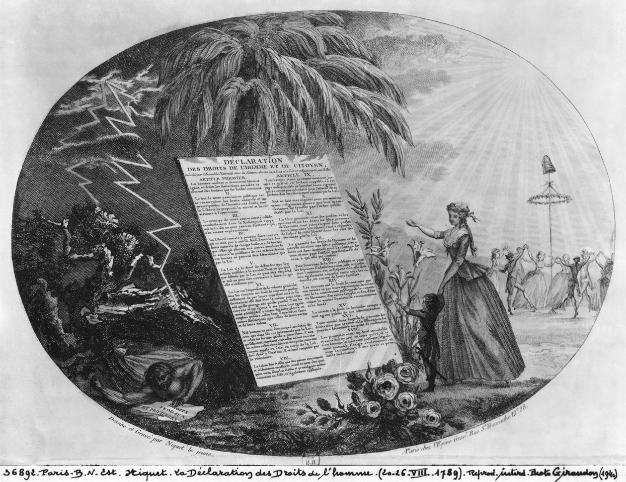 Declaration of the Rights of Man, 20th-26th July 1789  by French School