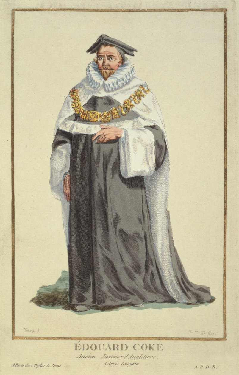 Edward Coke (1552-1634), Pierre Duflos (1742-1816) tarafından oyulmuş, 1780 (bakır gravür) by French School