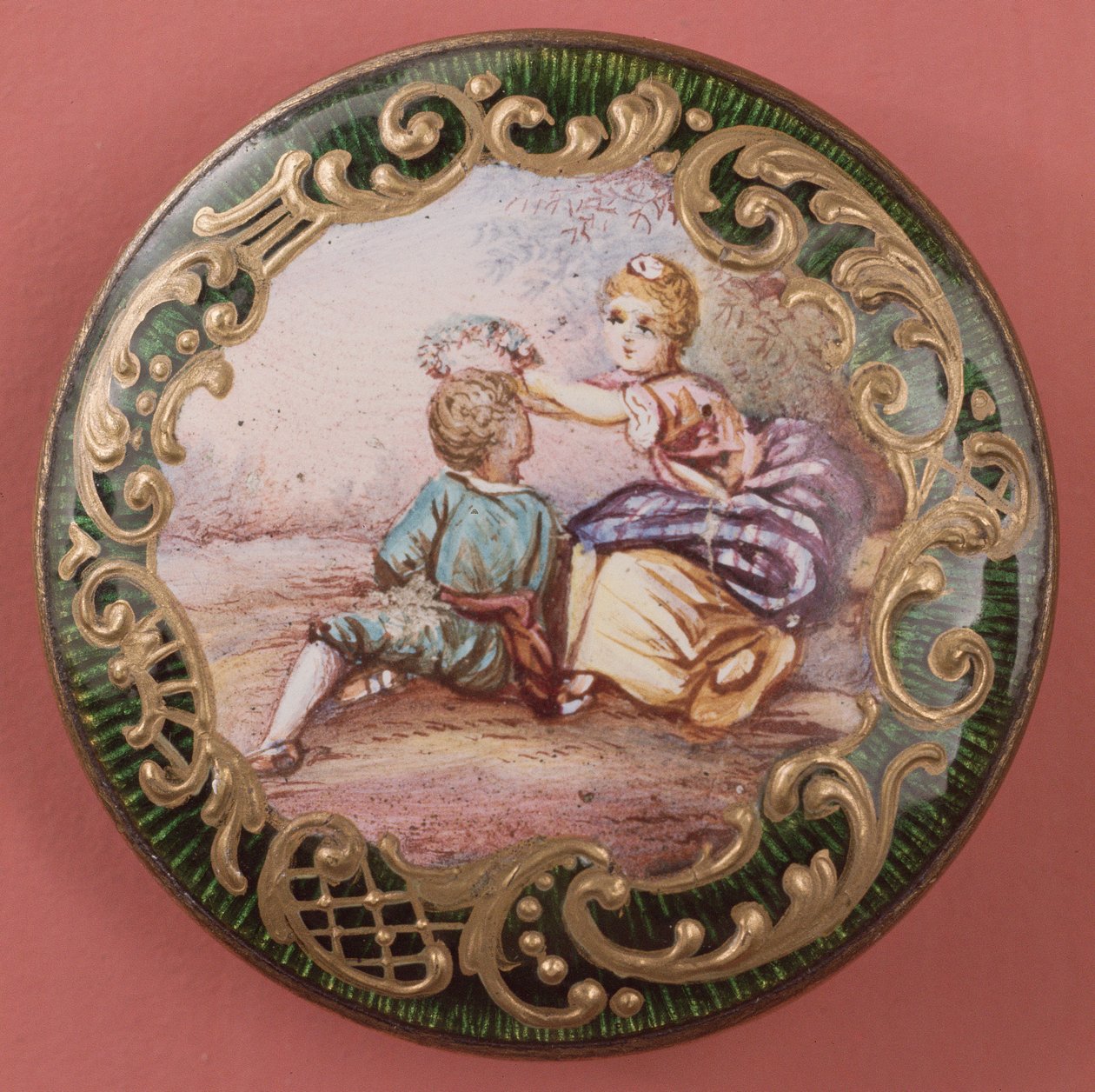 Emaye ve yaldızlı düğme, Fransız, 19. yüzyıl ortası by French School