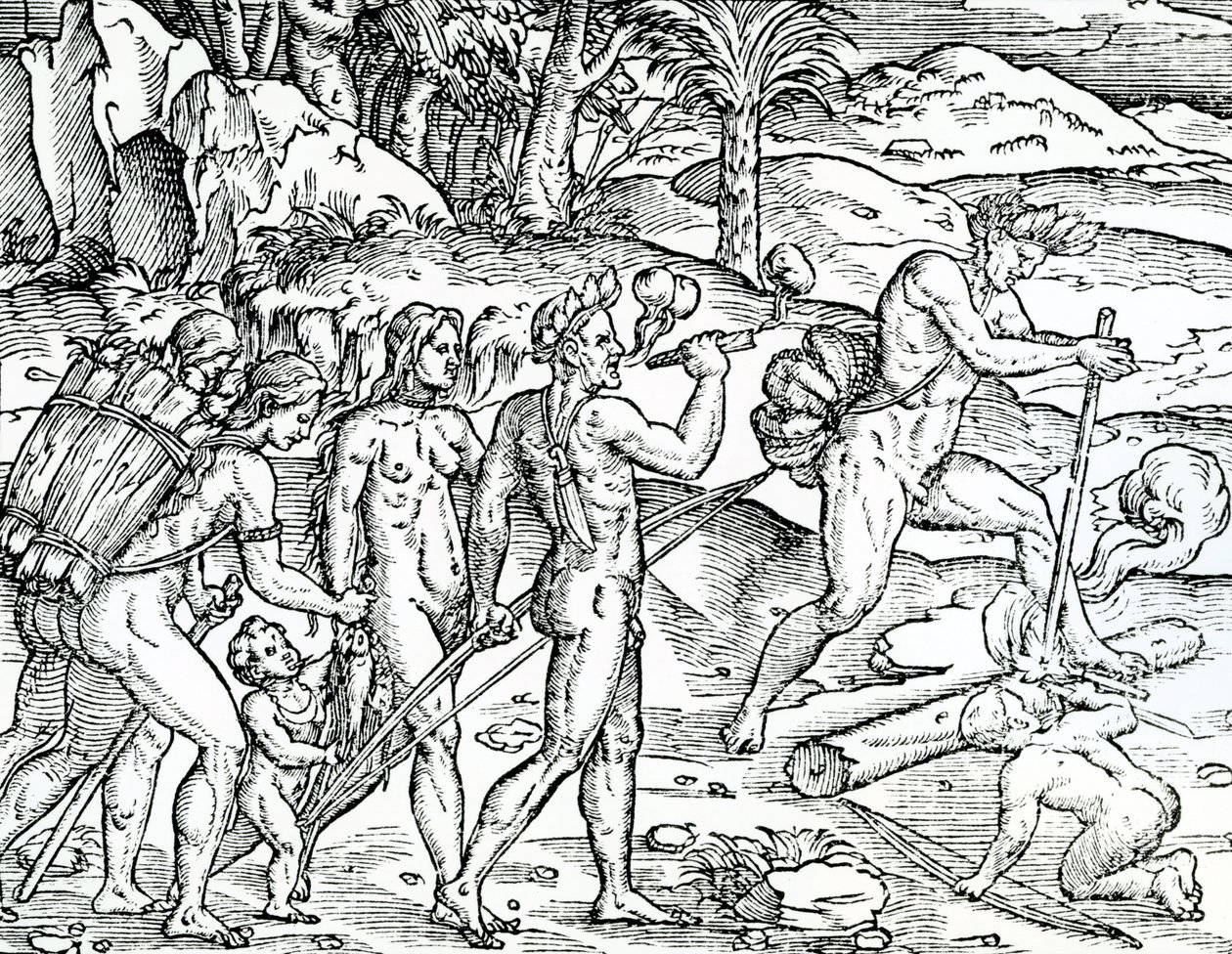 Balık tutma sahnesi, Brezilya, Fransa Antarktika'nın Tekillikleri'nden bir çizim, Andre de Thevet, 1558 by French School