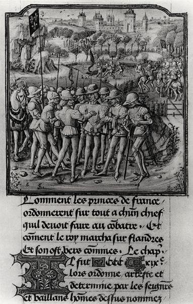 Fol.311 Cesur Philippe Savaş Konseyi, Burgundy Dükü, Jean de France, Berry Dükü ve Louis II, Senlis