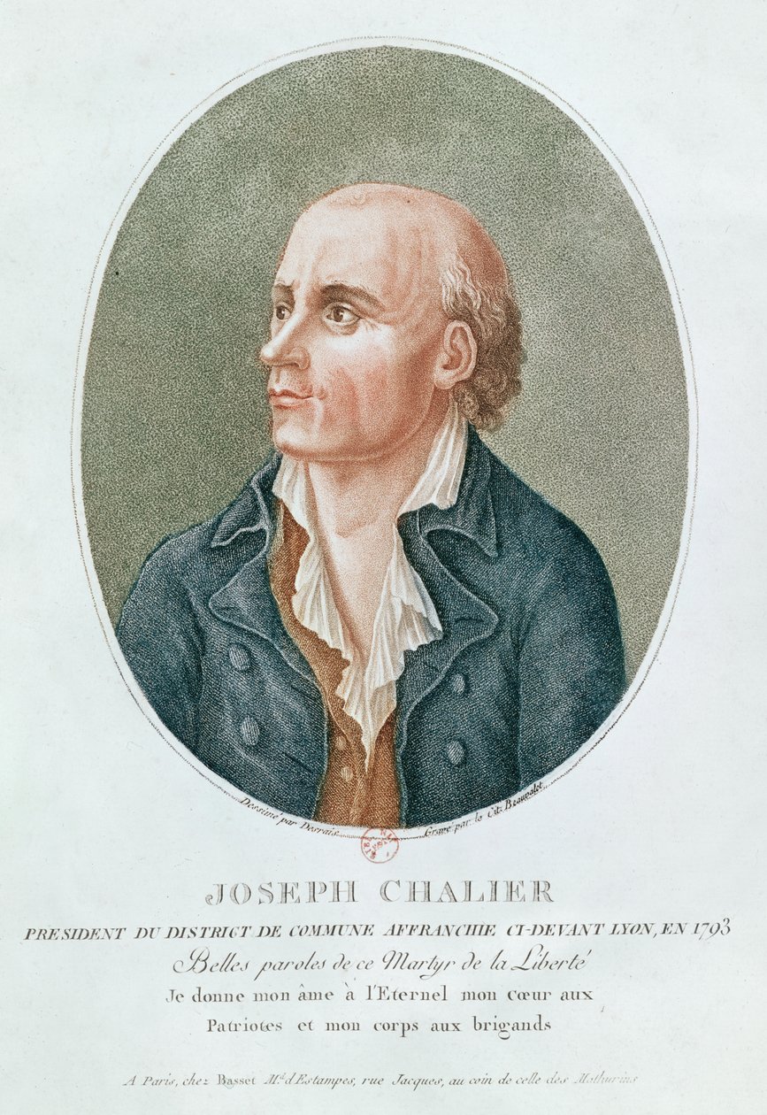 Joseph Chalier (renkli gravür) by French School