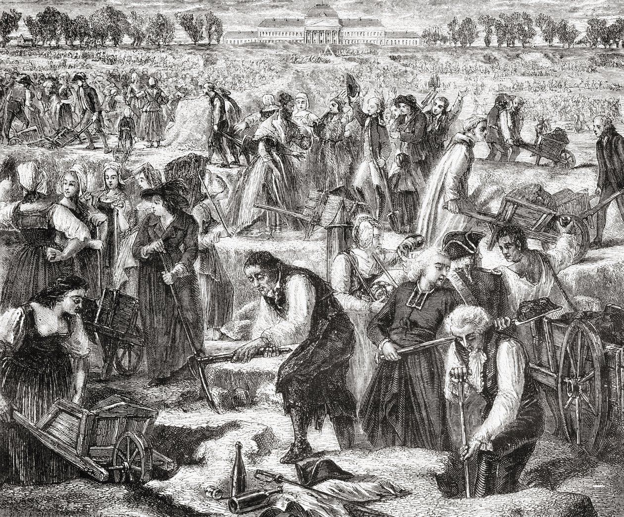 Labourers working in the Champ de Mars  by French School