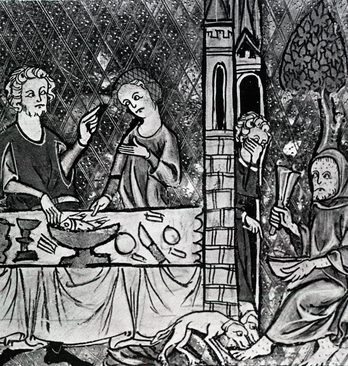 Lazarus zengin adamın kapısında by French School
