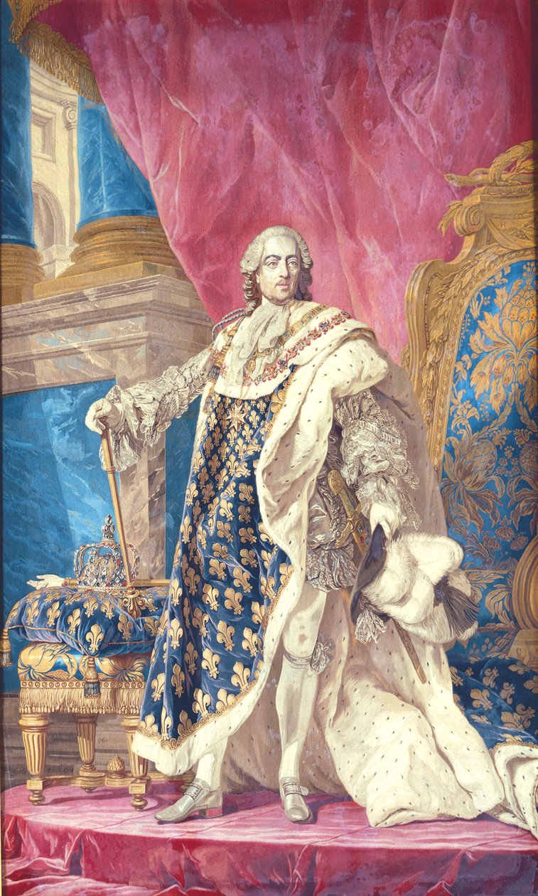 Louis XV (1710-74) in Coronation Robes (tapestry) by French School