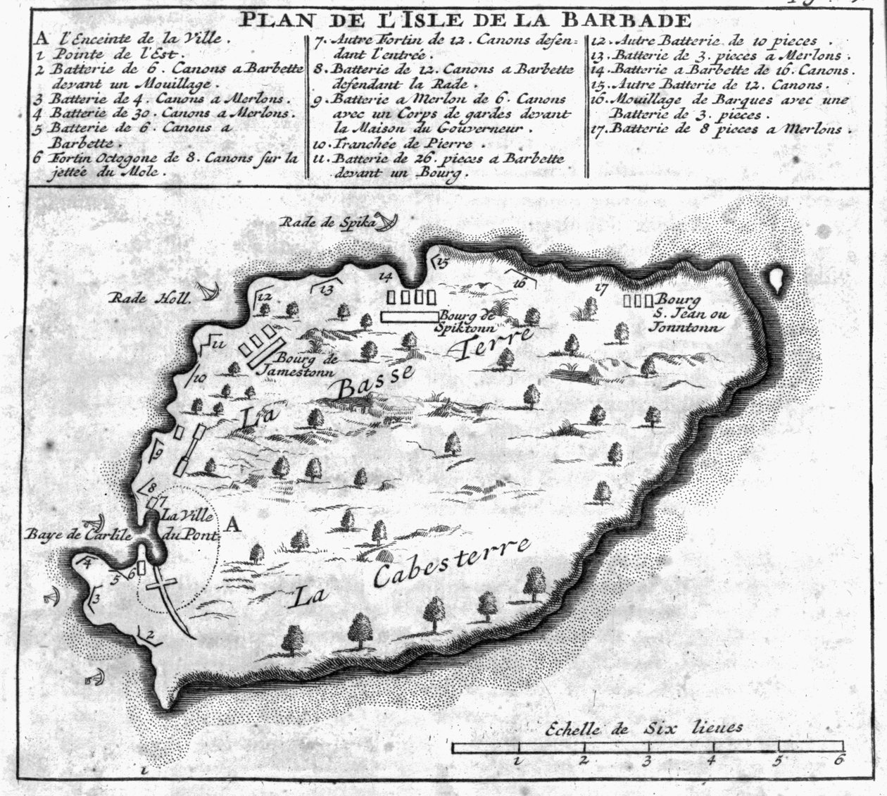 Map of Barbados  by French School