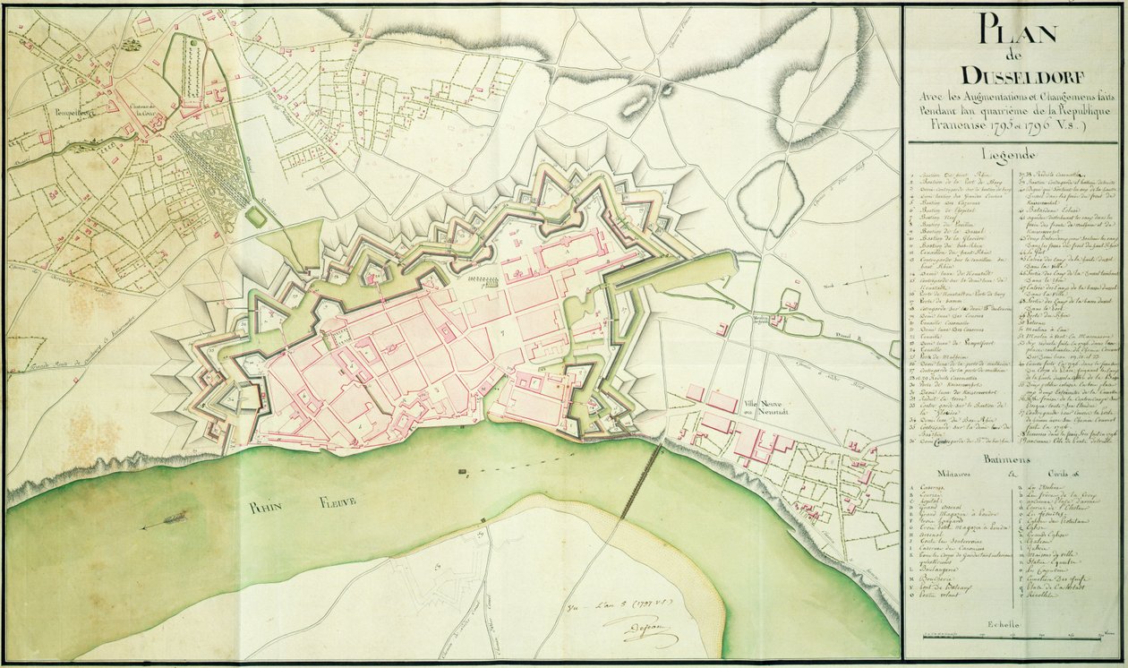 Düsseldorf Haritası, 1797 by French School