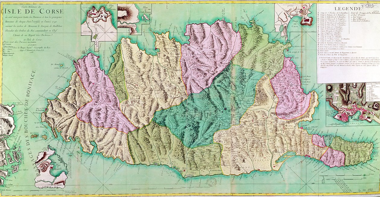 Korsika askeri haritası, 1768 by French School