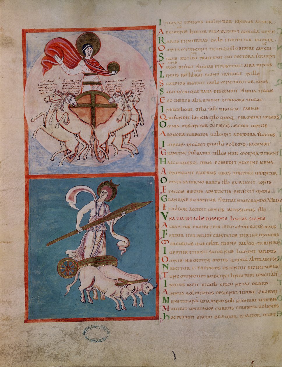 Ms 188 Fol.32v Güneş olarak Apollon ve Ay olarak Diana, Aratos