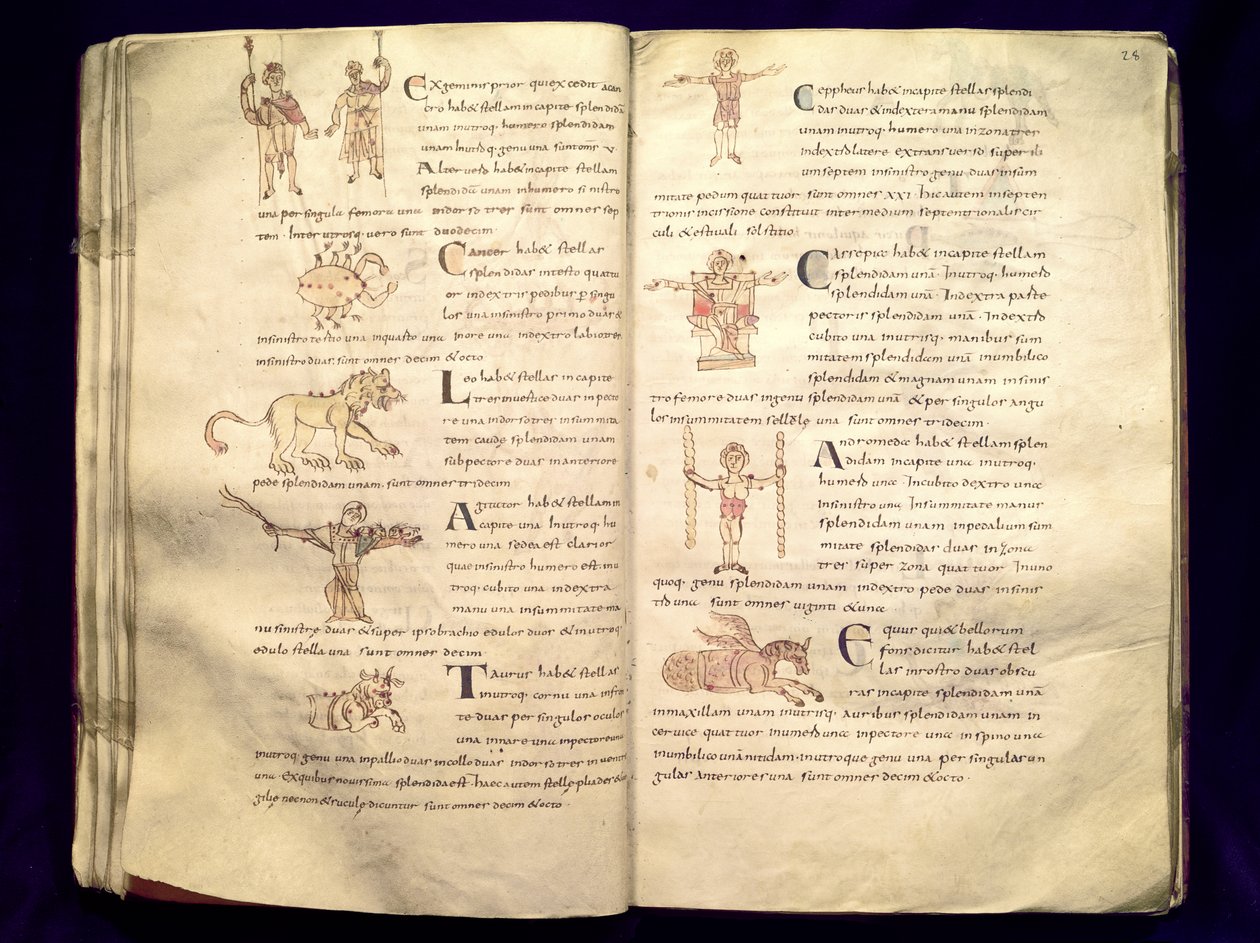 Ms 422 Fol.27v ve 28r Takımyıldızlar boyunca ayın yolu, Sevilla