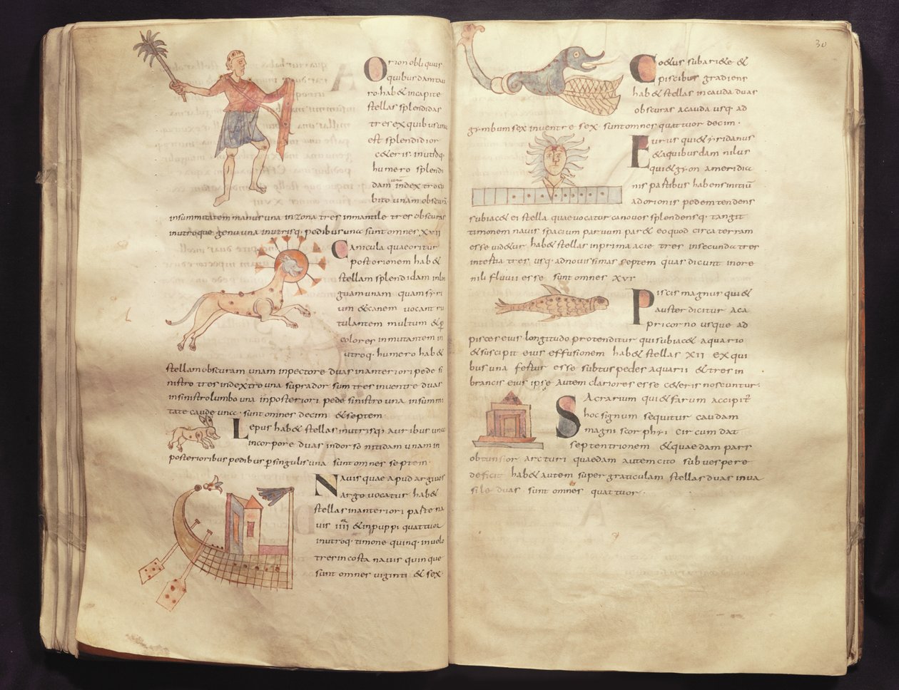 Ms 422 Fol.29 ve 30 Takımyıldızlar boyunca ayın yolu, Sevillalı Isidore