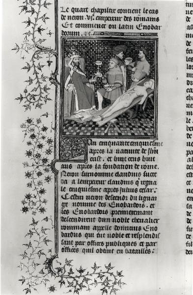 Bayan 5193 f.290v Nero, annesini teşrih ediyor, Giovanni Boccaccio (1313-75) c.1410 tarafından resmedilen The Cases of Men