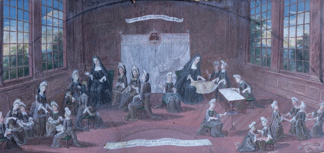 Nuns Teaching Young Girls  by French School