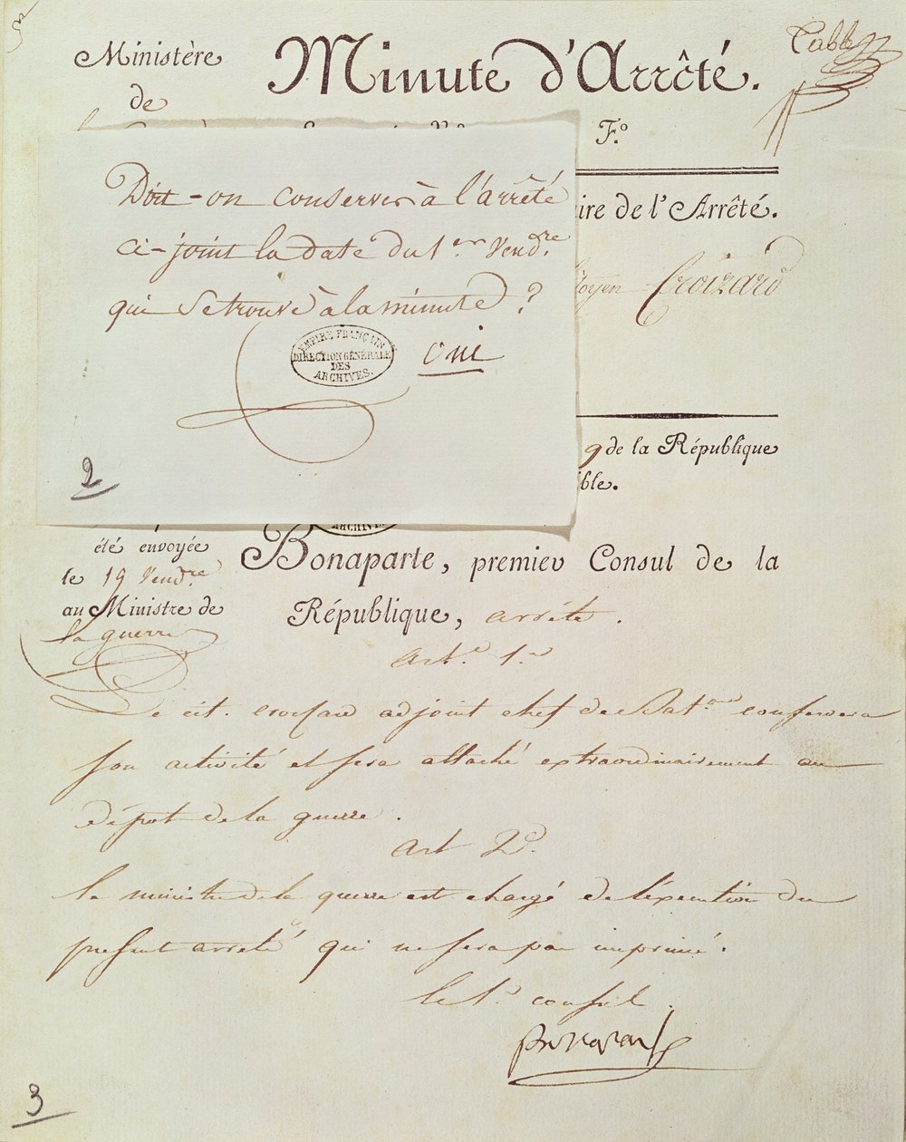 Napolyon I (1769-1821) tarafından imzalanan resmi belge 1 Vendemiaire An 9 (23 Eylül 1800) by French School