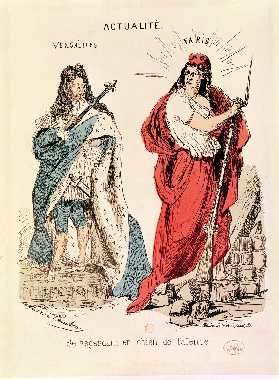 Paris ve Versailles Birbirlerine Göz Kamaştırarak, 1871 by French School