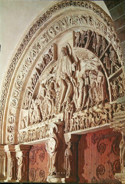 Pentecost, merkezi portalın kulak zarından, c.1120 by French School