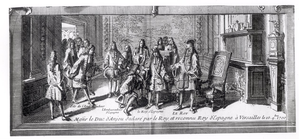 Philippe de France (1683-1746) Anjou Dükü, Fransa Kralı XIV.Louis (1638-1715) tarafından İspanya Kralı olarak tanındı, 16 Eylül 1700, Versay