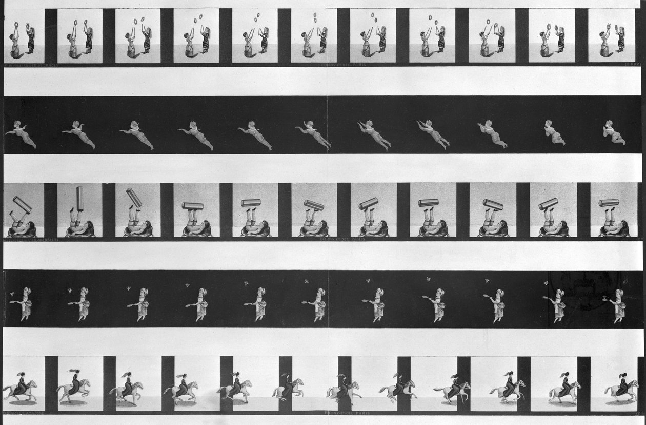 Picture strips for a praxinoscope, late 19th century   by French School