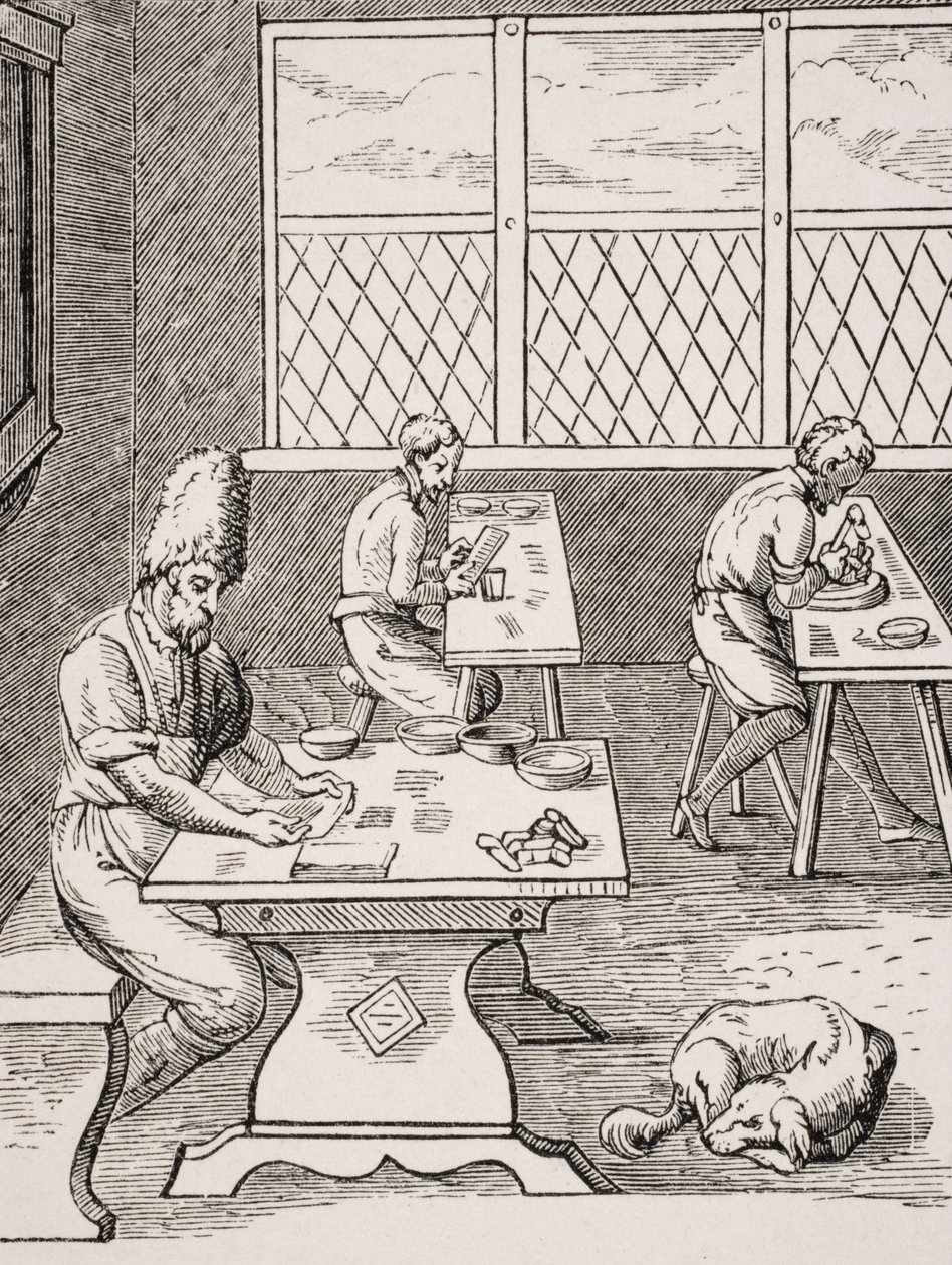 Pin and Needle Maker, reproduction of a woodcut by Jost Amman (1539-91) from 