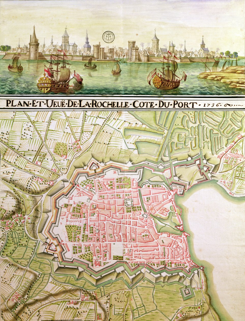 La Rochelle kasabasının planı, 1736 by French School