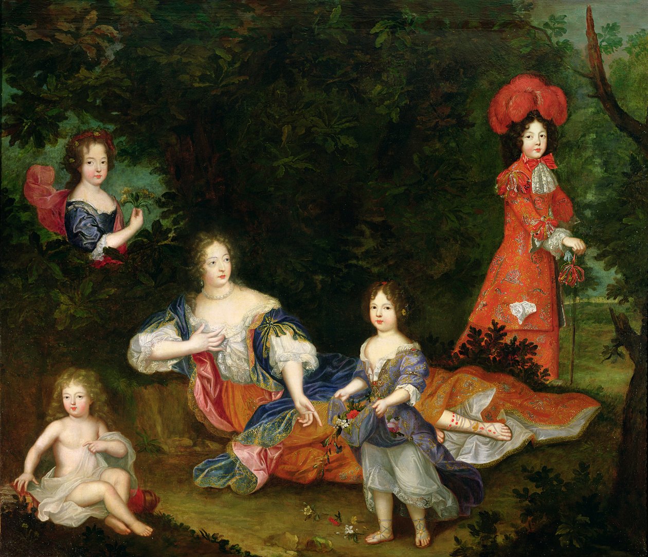 Portrait of Francoise-Athenais de Rochechouart-Mortemart (1641-1707) Marquise de Montespan, surrounded by her legitimated children  by French School